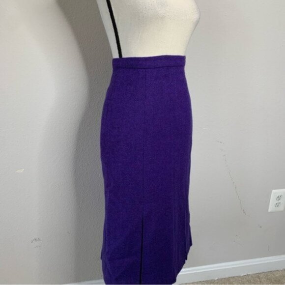 Avoca Collection Purple Vintage High Waist Midi A-Line Skirt - Picture 5 of 12